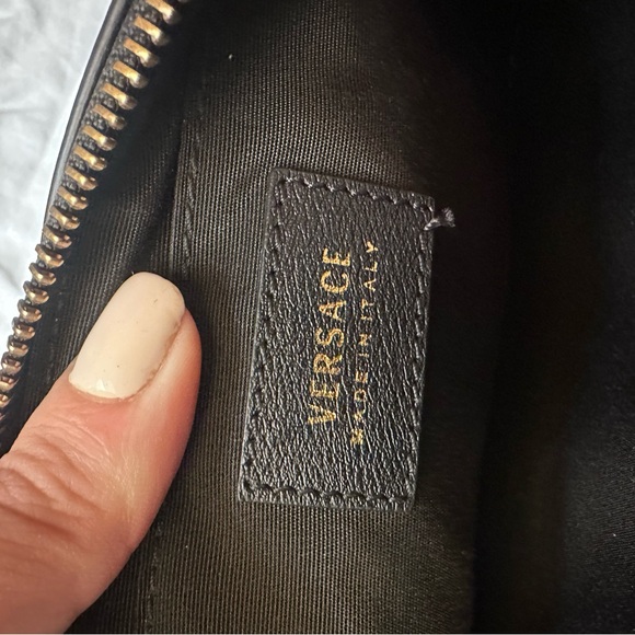 Versace Black Leather Pouch with Gold Logo - Picture 3 of 5